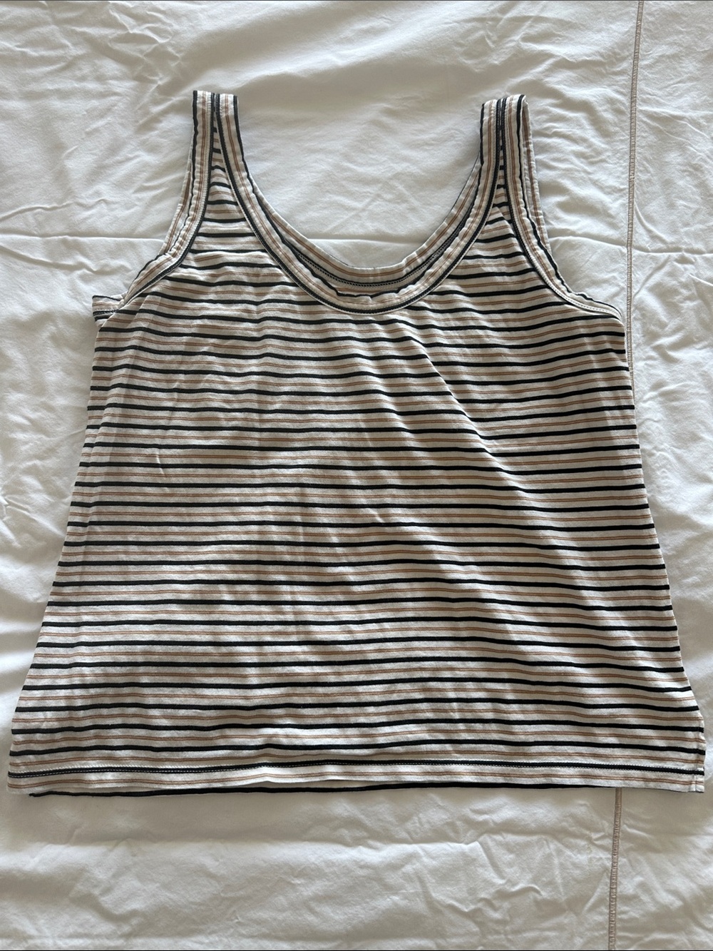 MM Lafleur Beige and Black Striped Tank